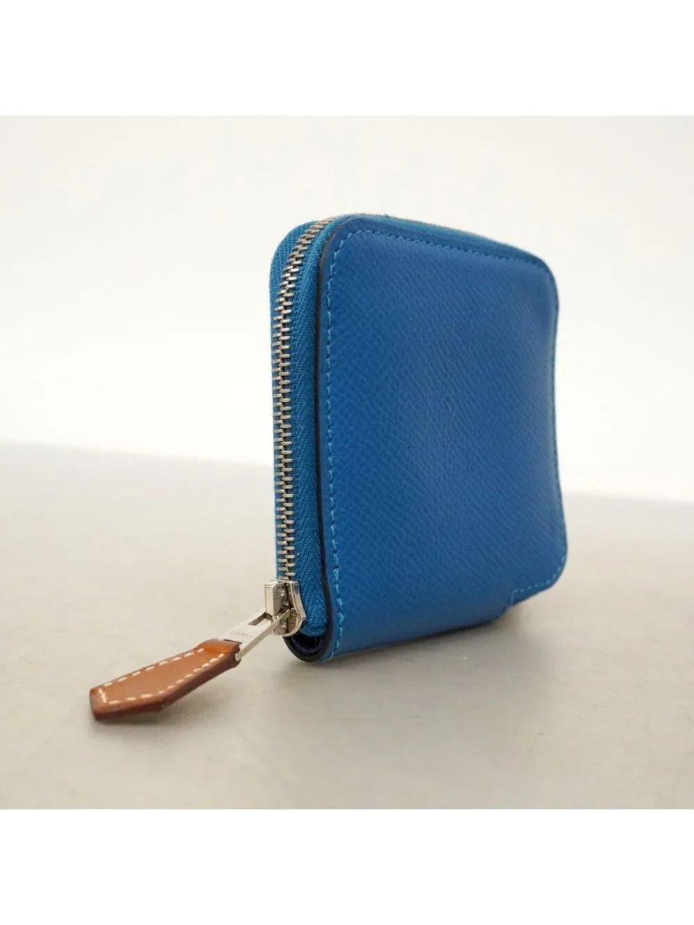 Hermes Coin Case Azap Compact Mini Silk in Veau Blue Zanzibar Silver